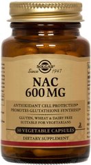 Ацетилцистеин, NAC, Solgar, 600 мг, 30 капcул - фото