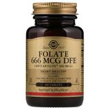 Фолиевая кислота, Folate DFE, Solgar, метафолин, 666 мкг, 100 таблеток, фото