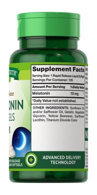 Мелатонін, Melatonin, Nature's Truth, 10 мг, 120 рідких гелевих капсул - фото