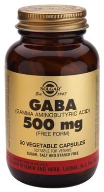 ГАМК, Гамма-аміномасляна кислота (GABA), Solgar, 500 мг, 50 капсул - фото