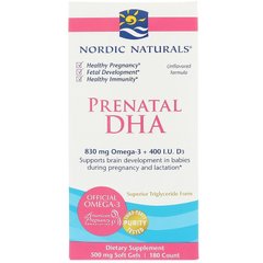 Рыбий жир для беременных, Prenatal DHA, Nordic Naturals, 500 мг, 180 капсул - фото