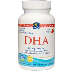 Рыбий жир экстра (клубника), DHA, Nordic Naturals, 500 мг, 90 капсул - фото