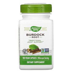 Корень лопуха, Burdock, Nature's Way, 475 мг, 100 капсул - фото