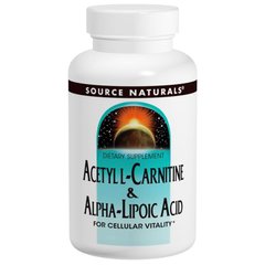 Ацетил карнітин + альфа-ліпоєва кислота, Acetyl L-Carnitine & Alpha-Lipoic Acid, Source Naturals, 650 мг, 120 таблеток - фото
