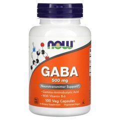 Гамма-аминомасляная кислота (GABA), Now Foods, 500 мг, 100 капсул - фото