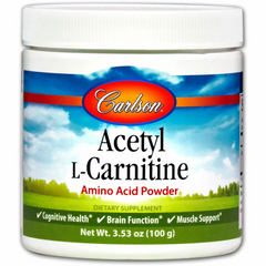 Ацетил L-карнітин, Acetyl L-Carnitine, Amino Acid Powder, Carlson Labs, порошок 100 г - фото