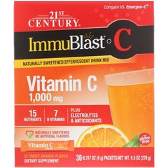 ImmuBlast-C, шипуча суміш, чудовий апельсиновий смак, 1000мг, 30 пакетиків, 21st Century, 9 р у каждом - фото