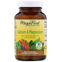 Кальцій і Магній, Calcium & Magnesium, MegaFood, 60 таблеток - фото
