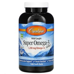 Омега-3 супер, Super Omega-3, Carlson Labs, 1200 мг, 180 капсул - фото