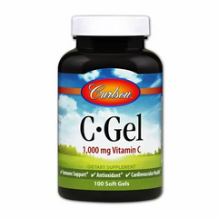 Витамин C, C-Gel, Carlson Labs, 1000 мг, 100 гелевых капсул - фото