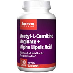 Ацетил -L карнітин + ALA, Acetyl L-Carnitine Arginate + Alpha Lipoic Acid, Jarrow Formulas, 100 капсул - фото