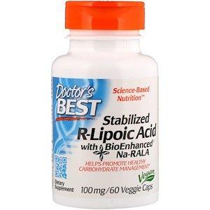 R-ліпоєва кислота, R-Lipoic Acid, Doctor's Best, 100 мг, 60 капсул - фото