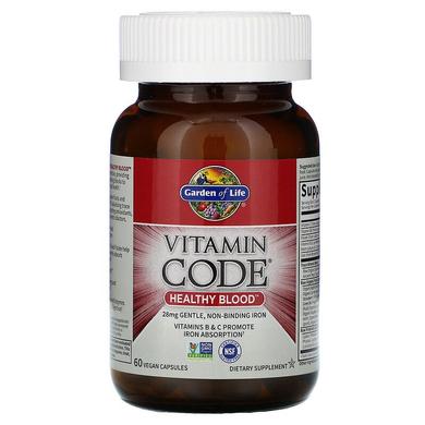 Витамины, Здоровая кровь, Vitamin Code Healthy Blood, Garden of Life, 60 капсул - фото