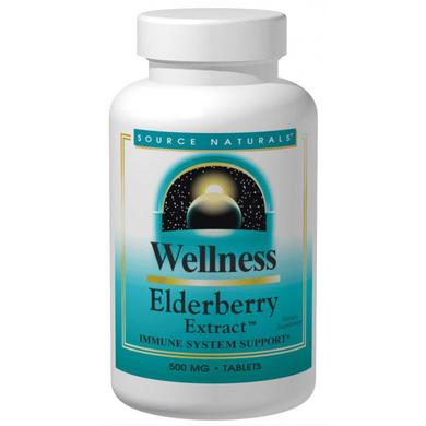 Укрепление иммунитета (бузина), Elderberry, Source Naturals, Wellness, экстракт, 500 мг, 60 таблеток - фото