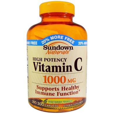 Витамин С, Vitamin C, Sundown Naturals, 1000 мг, 300 капсул - фото