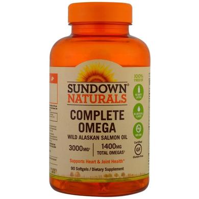 Омега 3-6-7-9, Complete Omega, Sundown Naturals, 1400 мг, 90 капсул - фото