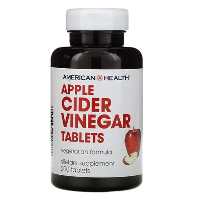 Яблучний cидровий оцет, Apple Cider Vinegar, American Health, 200 таблеток - фото