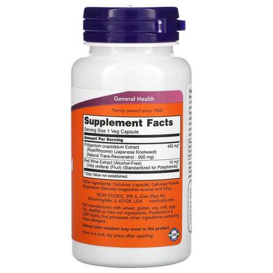 Ресвератрол (Resveratrol), Now Foods, натуральный, 200 мг, 60 капсул - фото
