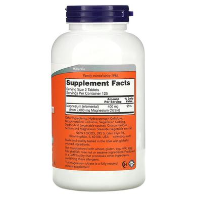 Цитрат магнію, Magnesium Citrate, Now Foods, 200 мг, 250 таблеток - фото