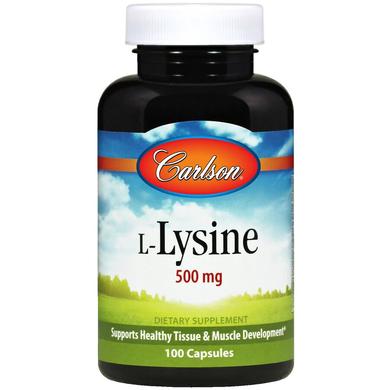 Лізин, 500 мг, Carlson Labs, 100 капсул - фото