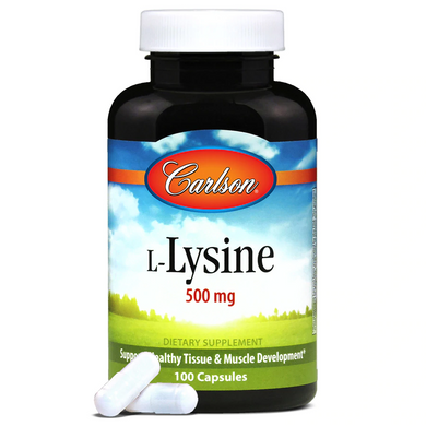 Лізин, 500 мг, Carlson Labs, 100 капсул - фото