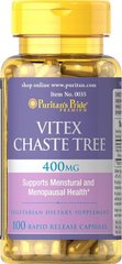 Витекс священный, Vitex Chaste Tree, Puritan's Pride, 400 мг, 100 капсул - фото