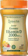 Витамин Д3, Vitamin D3, Puritan's Pride, 2000 МЕ, 60 жевательных конфет - фото