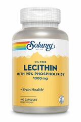 Лецитин із сої, Lecithin, Solaray, 1000 мг, 100 капсул - фото