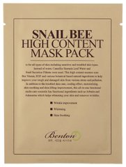Маска с высоким содержанием муцина улитки и яда пчелы, Snail Bee High Content Mask, Benton, 1шт - фото