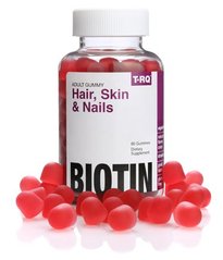 Биотин для волос, кожи и ногтей, фруктовый вкус, Hair, Skin & Nails, Biotin, T-RQ, 60 жевательных конфет - фото