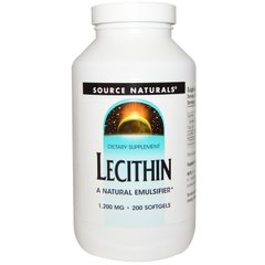 Лецитин, Lecithin, Source Naturals, 1200 мг, 200 капсул - фото