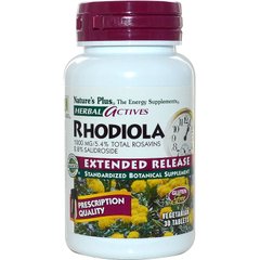 Родиола розовая (Rhodiola), Nature's Plus, Herbal Actives, длительного высвобождения, 1000 мг, 30 таблеток - фото
