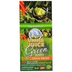 Зеленая пища, Ultra Juice Green, Nature's Plus, органик, 15 стиков по 10 г - фото