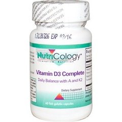 Вітамін D3, Vitamin D3, Nutricology, 60 желатинових капсул - фото