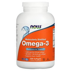 Рыбий жир, Омега-3, Omega-3, Now Foods, 500 гелевых капсул - фото