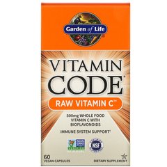 Сырой Витамин С, Raw Vitamin C, Garden of Life, Vitamin Code, 60 капсул - фото