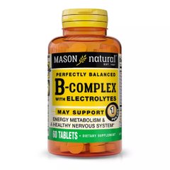 B-комплекс з електролітами, B-Complex With Electrolytes, Mason Natural, 60 таблеток - фото
