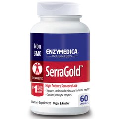 Серрапептаза для серця, SerraGold, High Potency Serrapeptase, Enzymedica, 60 капсул - фото