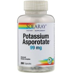 Калій, Potassium Asporotate, Solaray, 200 капсул - фото