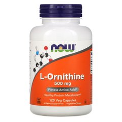 Орнітин (спорт), L-Ornithine, Now Foods, 500 мг, 120 капсул - фото