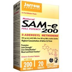 Аденозилметионин, Sam-e (S-Adenosyl-L-Methionine), Jarrow Formulas, 200 мг, 20 таблеток - фото
