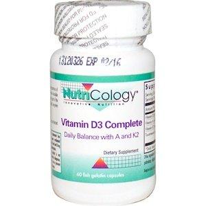 Вітамін D3, Vitamin D3, Nutricology, 60 желатинових капсул - фото