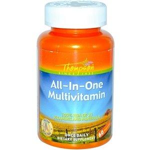 Мультивитамины для всего организма, Multivitamin, Thompson, 1 в день, 60 капсул - фото