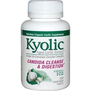 Чесночный экстракт при кандидозе и улучшении пищеварения, Aged Garlic Extract, Wakunaga - Kyolic, 100 таблеток - фото