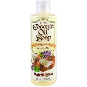 Мыло с кокосовым маслом, Coconut Oil Soap, NutriBiotic, лаванда-мята, органик, 236 мл - фото