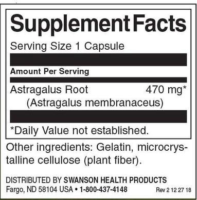 Астрагал, корінь, Astragalus Root, Swanson, 470 мг, 100 капсул - фото