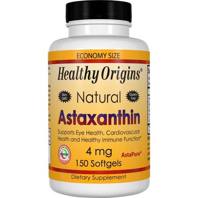 Астаксантин, Astaxanthin, Healthy Origins, 4 мг, 150 гелевих капсул - фото