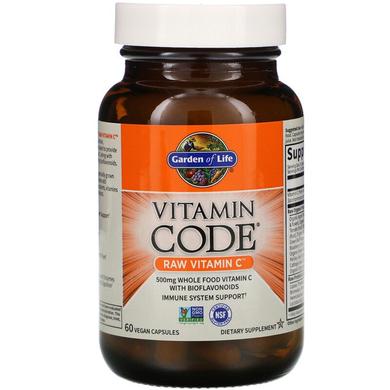 Сырой Витамин С, Raw Vitamin C, Garden of Life, Vitamin Code, 60 капсул - фото