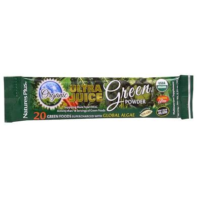 Зелена їжа, Ultra Juice Green, Nature's Plus, органік, 15 стіків по 10 г - фото
