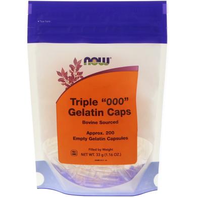 Порожні капсули "000", Triple "000" Gelatin Caps, Now Foods, 200 капсул - фото